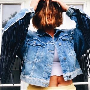 Reworked Fringe Free People Jacket